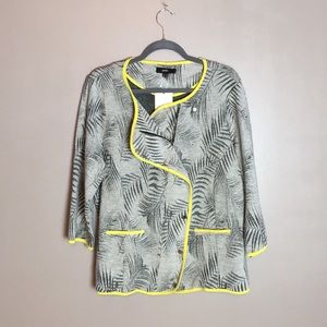 Yesta Palm Patterned Cotton Blend Knit Jacket NWT